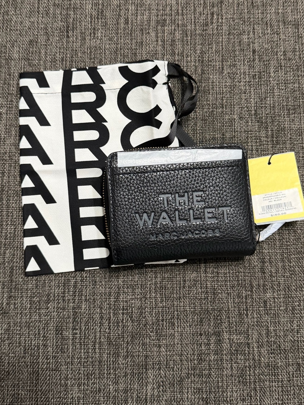 Marc Jacobs Black 'The Wallet' Pebbled Leather Card Wallet